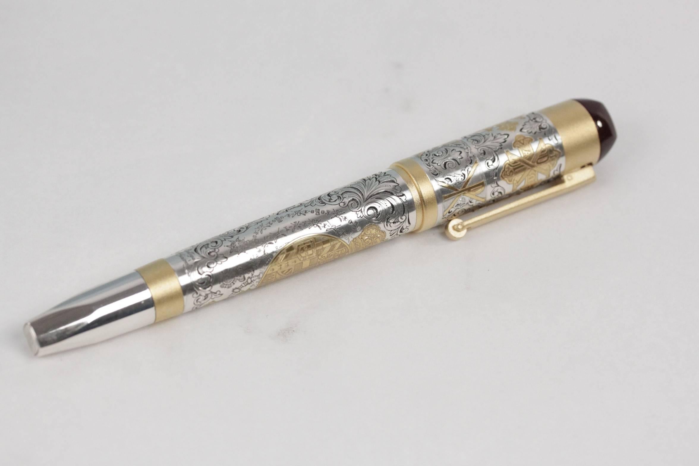 TIBALDI Limited Edition COSTANTINIAN ORDER OF ST GEORGE FOUNTAIN PEN Rare In Excellent Condition In Rome, Rome