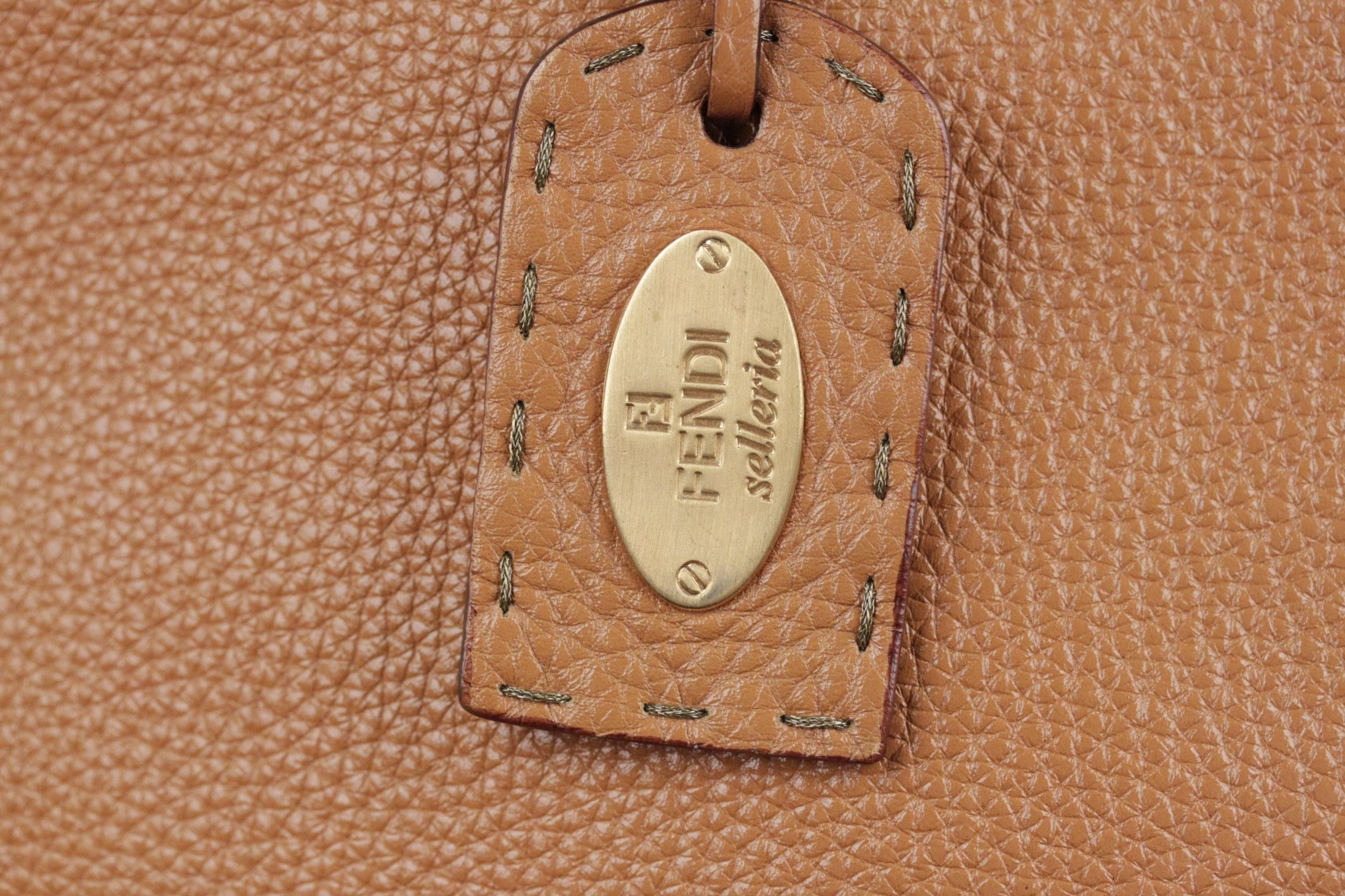 FENDI SELLERIA Tan Leather TOTE Shoulder Bag SHOPPING Limited Edition In Good Condition In Rome, Rome