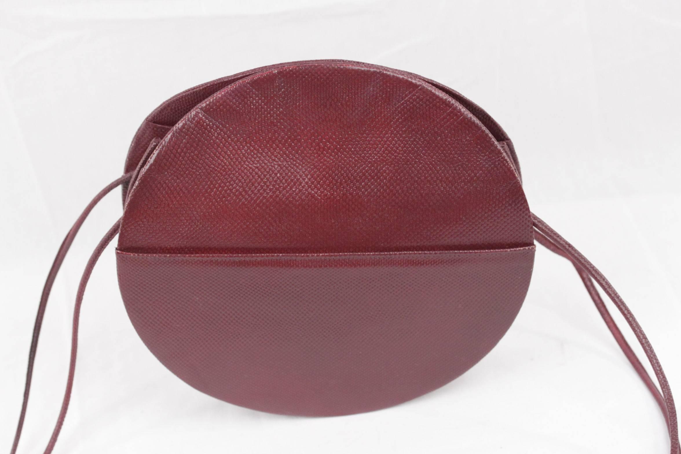 ANDREA PFISTER Vintage Red Embossed Leather ROUND SHOULDER BAG Purse 1