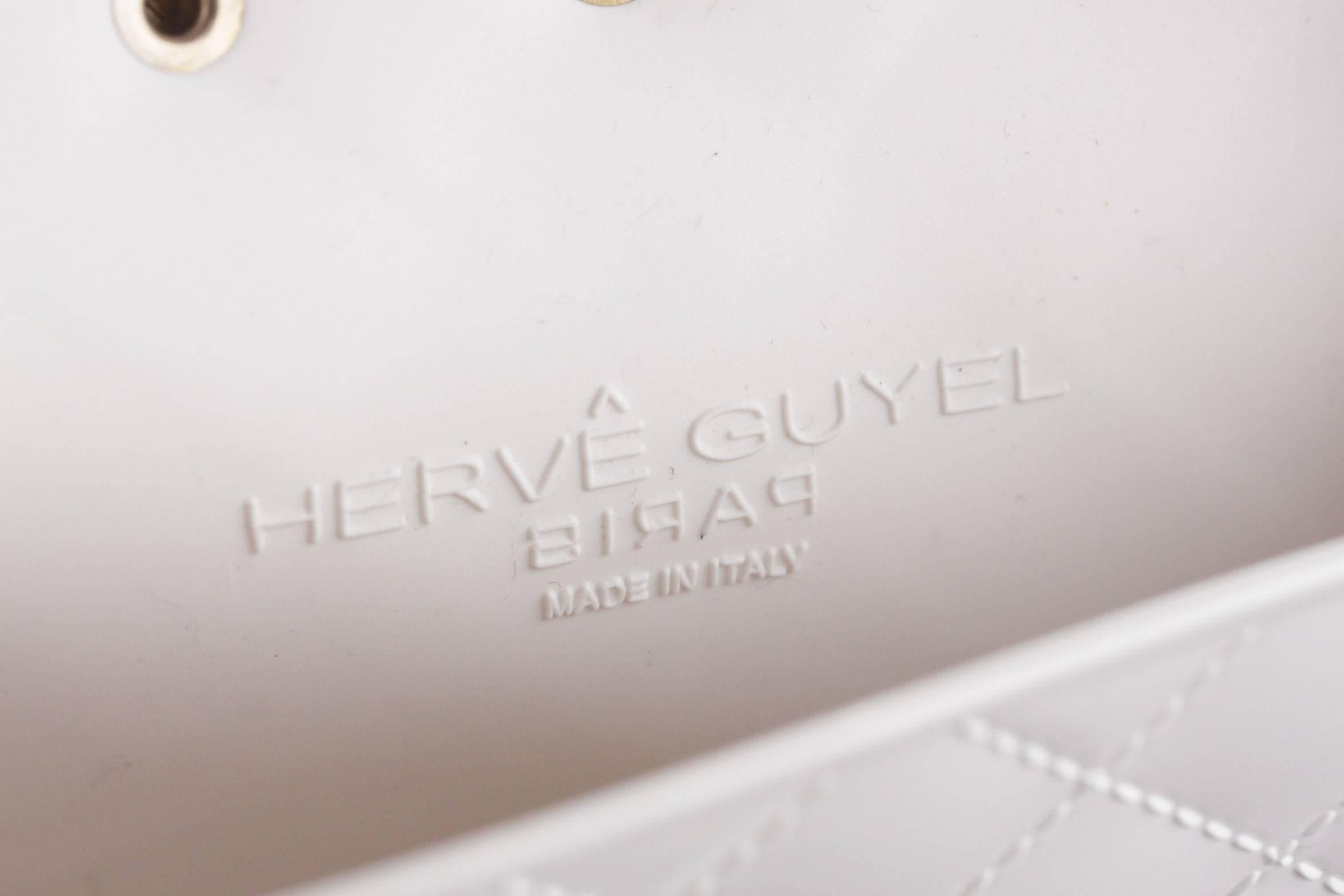 Beige HERVE GUYEL White Rubber SECRET BAG Studded MINI SHOULDER BAG w/ BOX