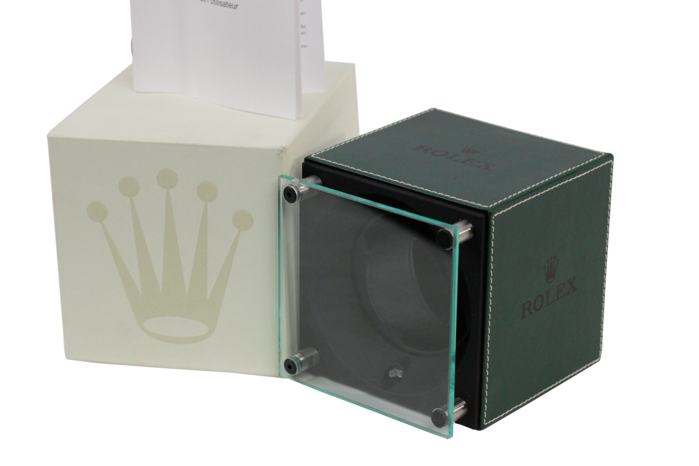 ROLEX Green Leather WATCH WINDER Swiss Made CASE w/ BOX Rare at 1stDibs | rolex  watch winder, rolex winder box, rolex watch winder box