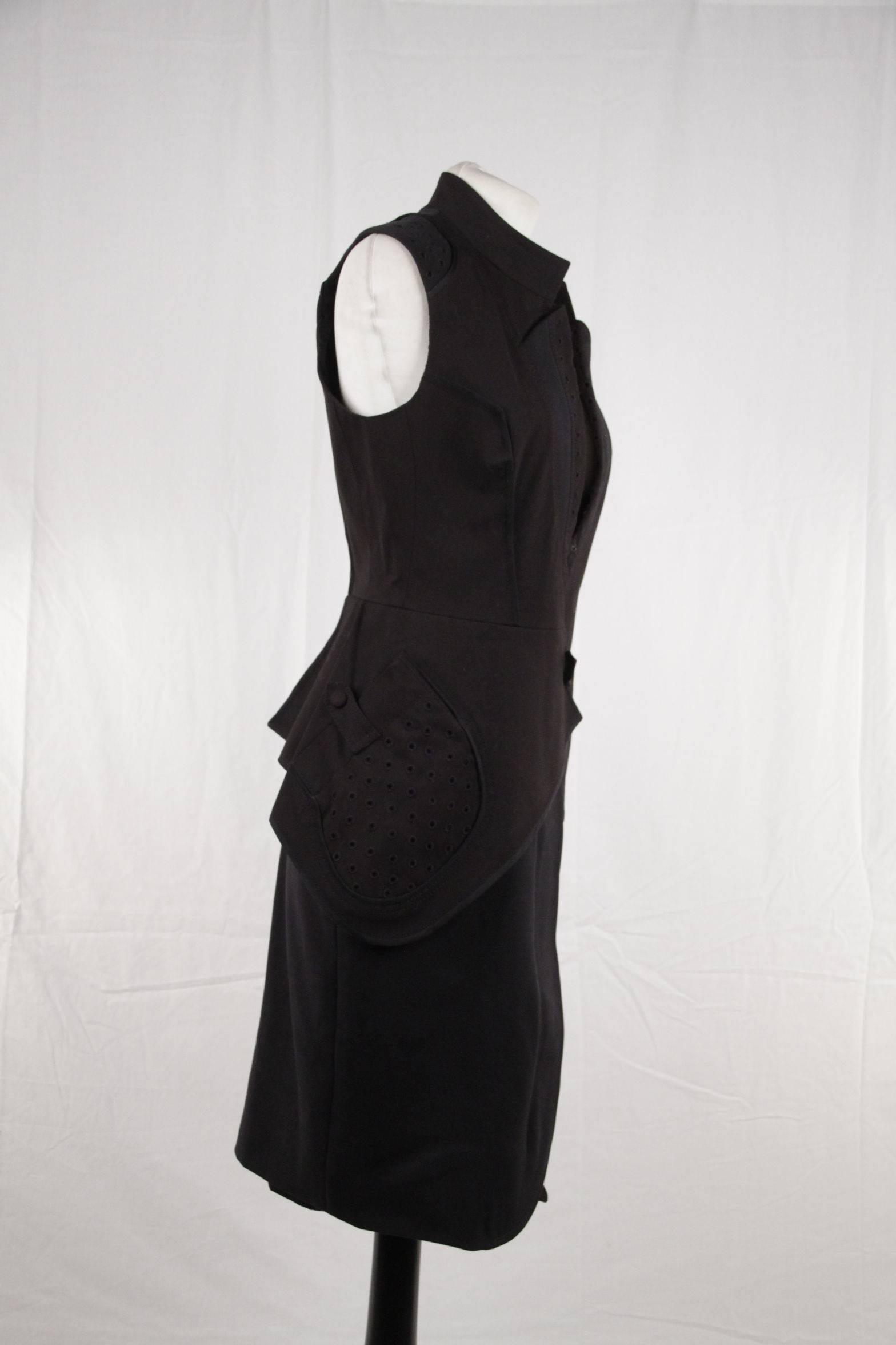  ZAC POSEN Black Cotton Blend PANELLED Sheath DRESS Size 4  In Good Condition In Rome, Rome