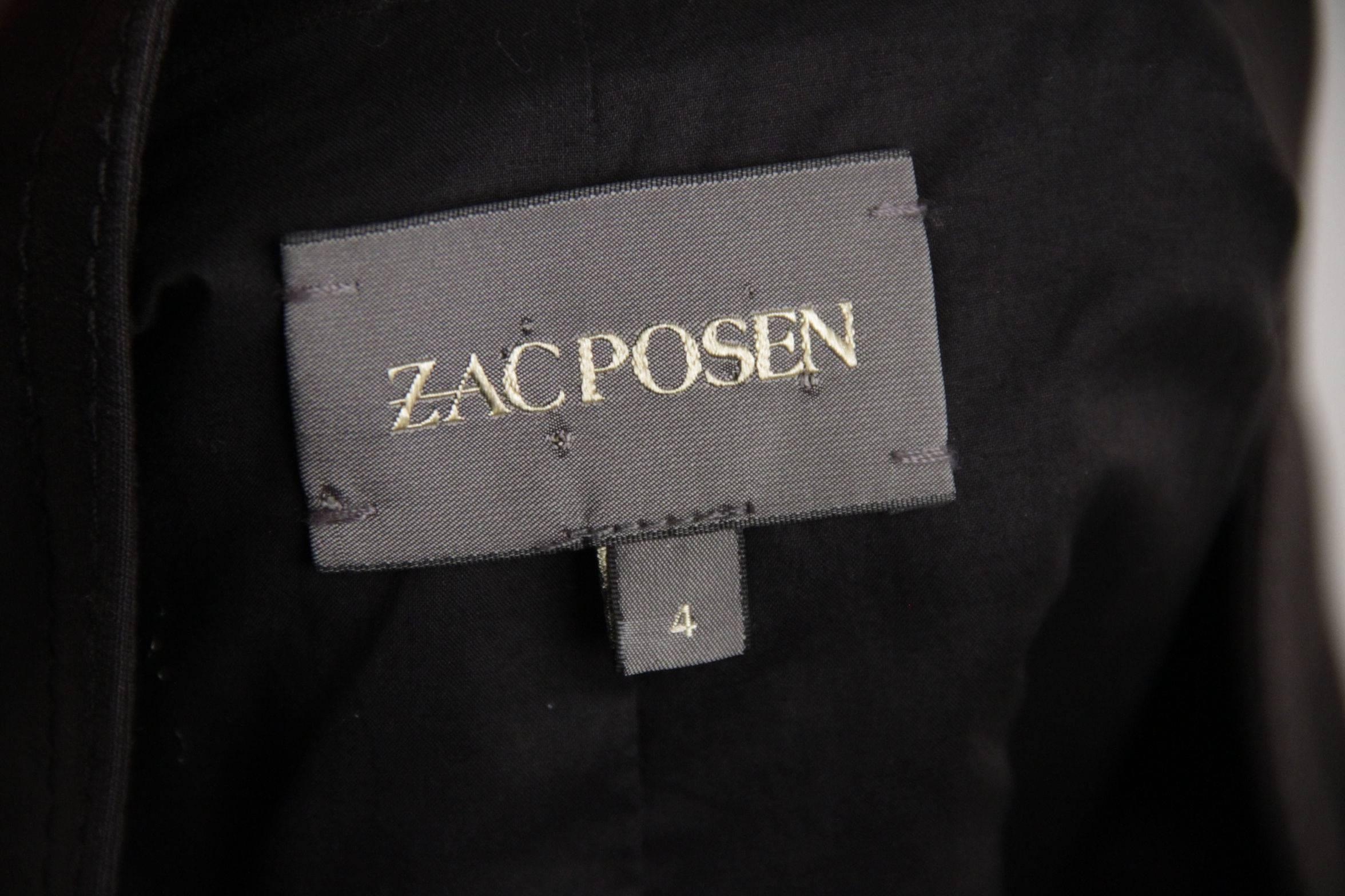  ZAC POSEN Black Cotton Blend PANELLED Sheath DRESS Size 4  1