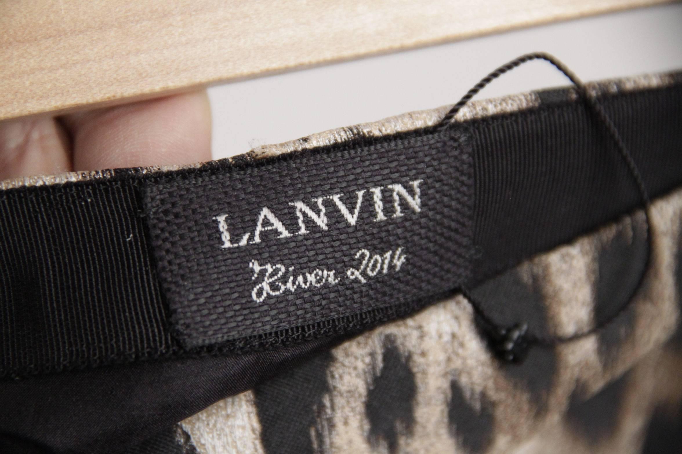 Black LANVIN Leopard Silk Blend SKIRT Hiver WINTER 2004 Size 38