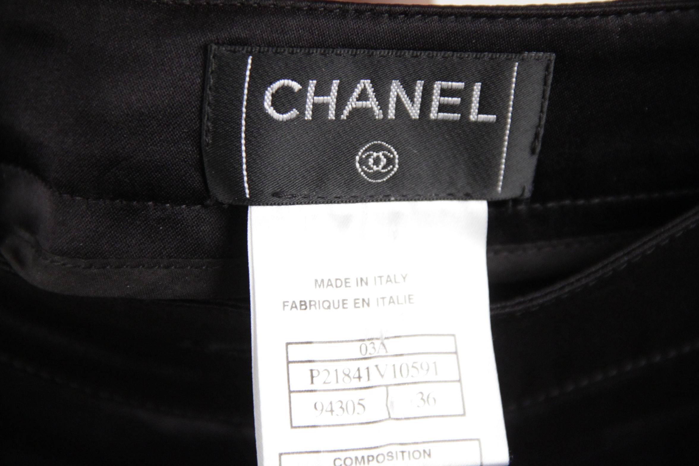 CHANEL Black Pure Silk PANTS Trousers w/ ZIP Detail SIZE 36 3