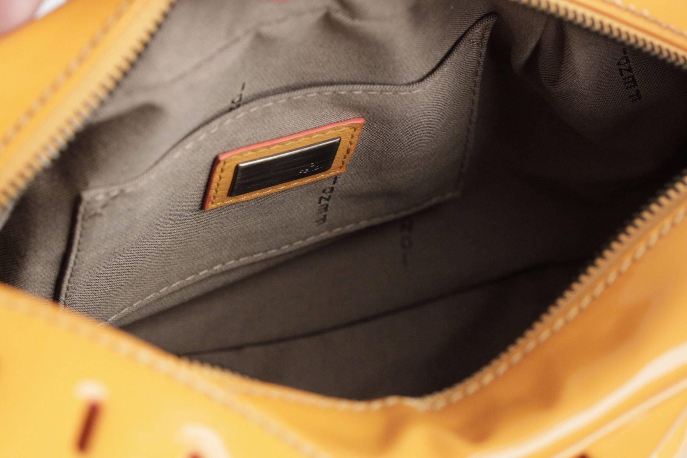 FENDI Orange Patent Leather Small CAMERA B BAG SHOULDER BAG Handbag 2
