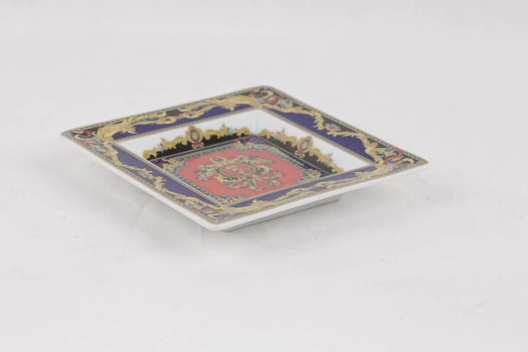 VERSACE ROSENTHAL Porcelain LE ROI SOLEIL Square ASHTRAY RARE at