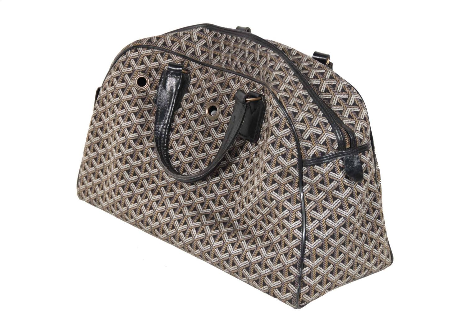 GOYARD Vintage Black CHEVRON Canvas MONSIEUR HULOT PET Dog CARRIER