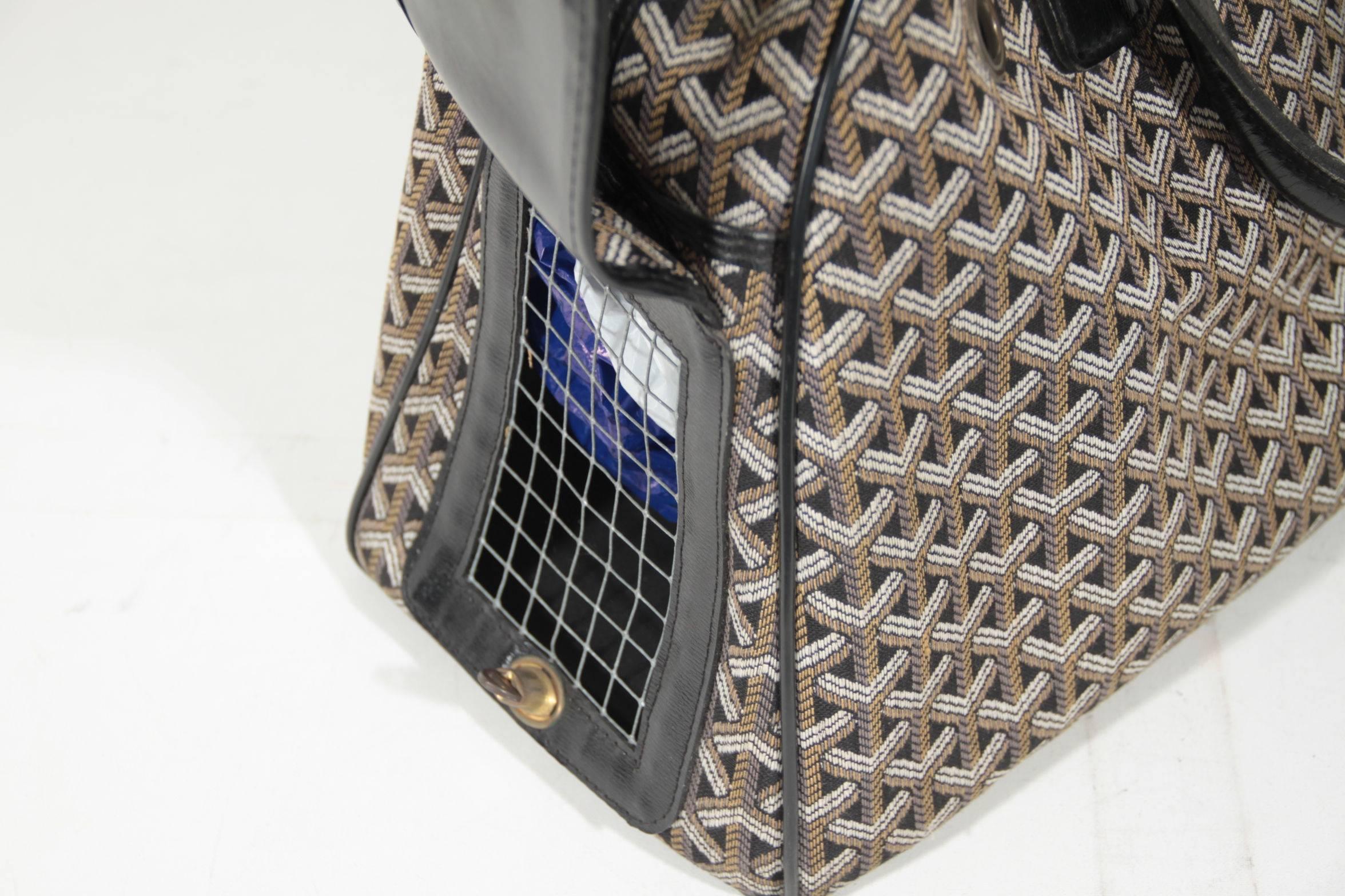 GOYARD Vintage Black CHEVRON Canvas MONSIEUR HULOT PET Dog CARRIER Handbag 2