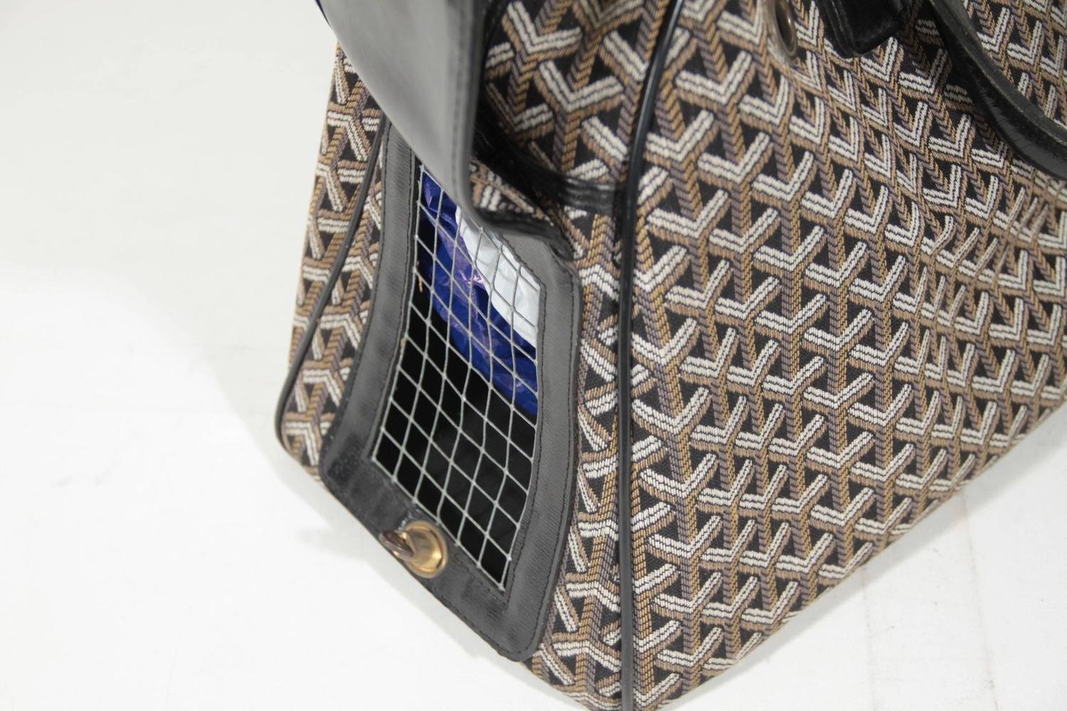 GOYARD Vintage Black CHEVRON Canvas MONSIEUR HULOT PET Dog CARRIER