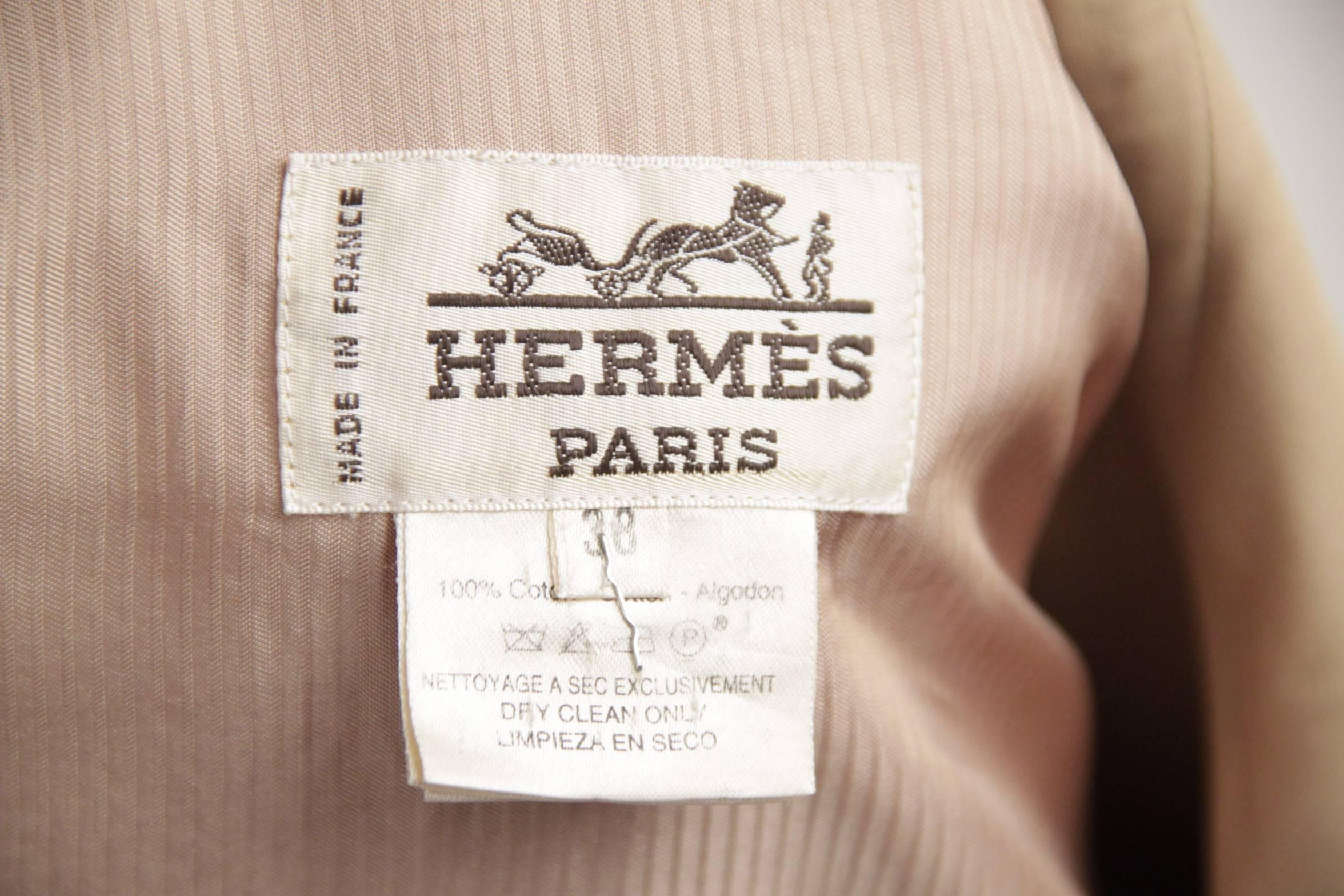 HERMES PARIS Vintage Tan Cotton ZIP JACKET Fitted Waist Size 38 2