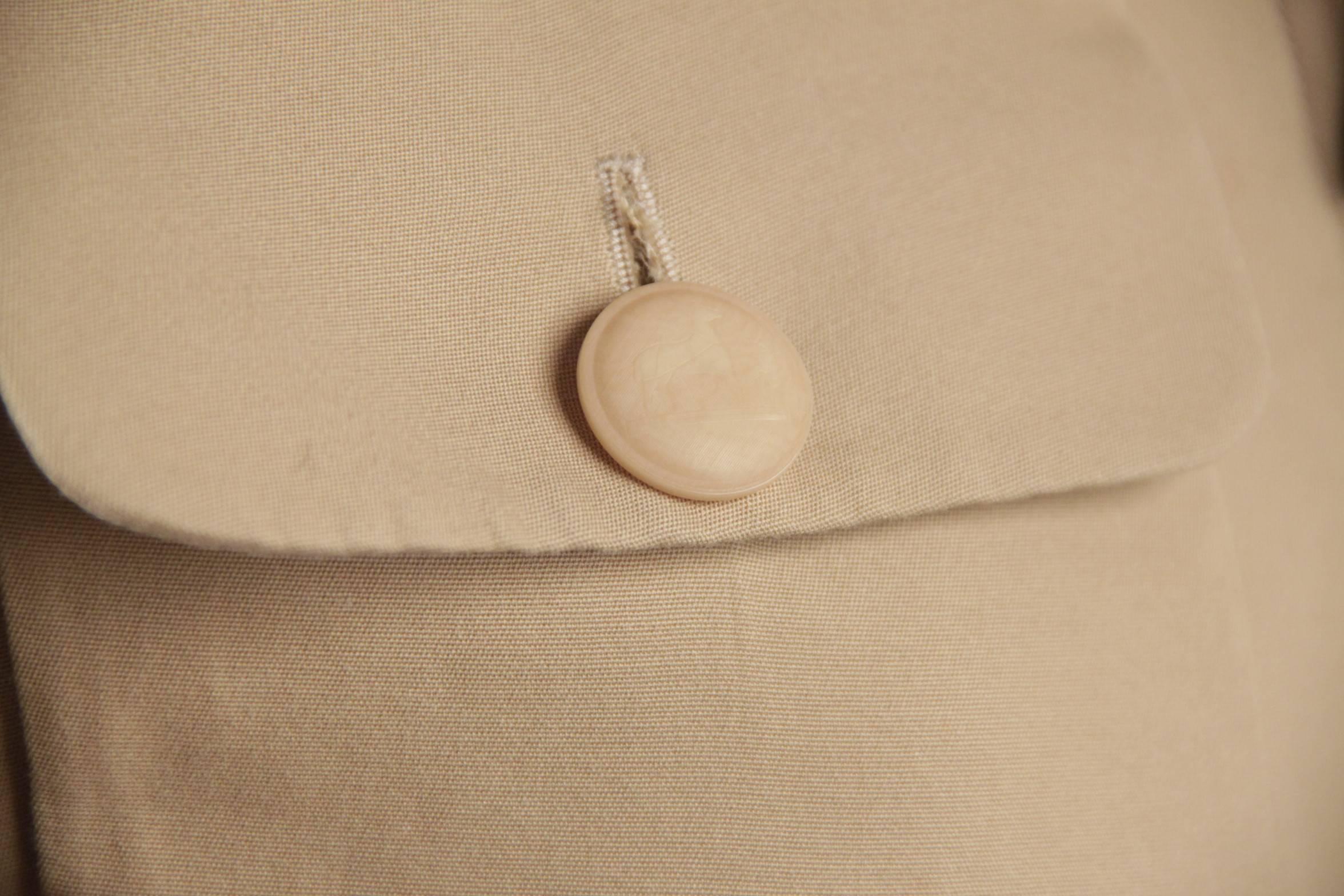 Women's HERMES PARIS Vintage Tan Cotton ZIP JACKET Fitted Waist Size 38