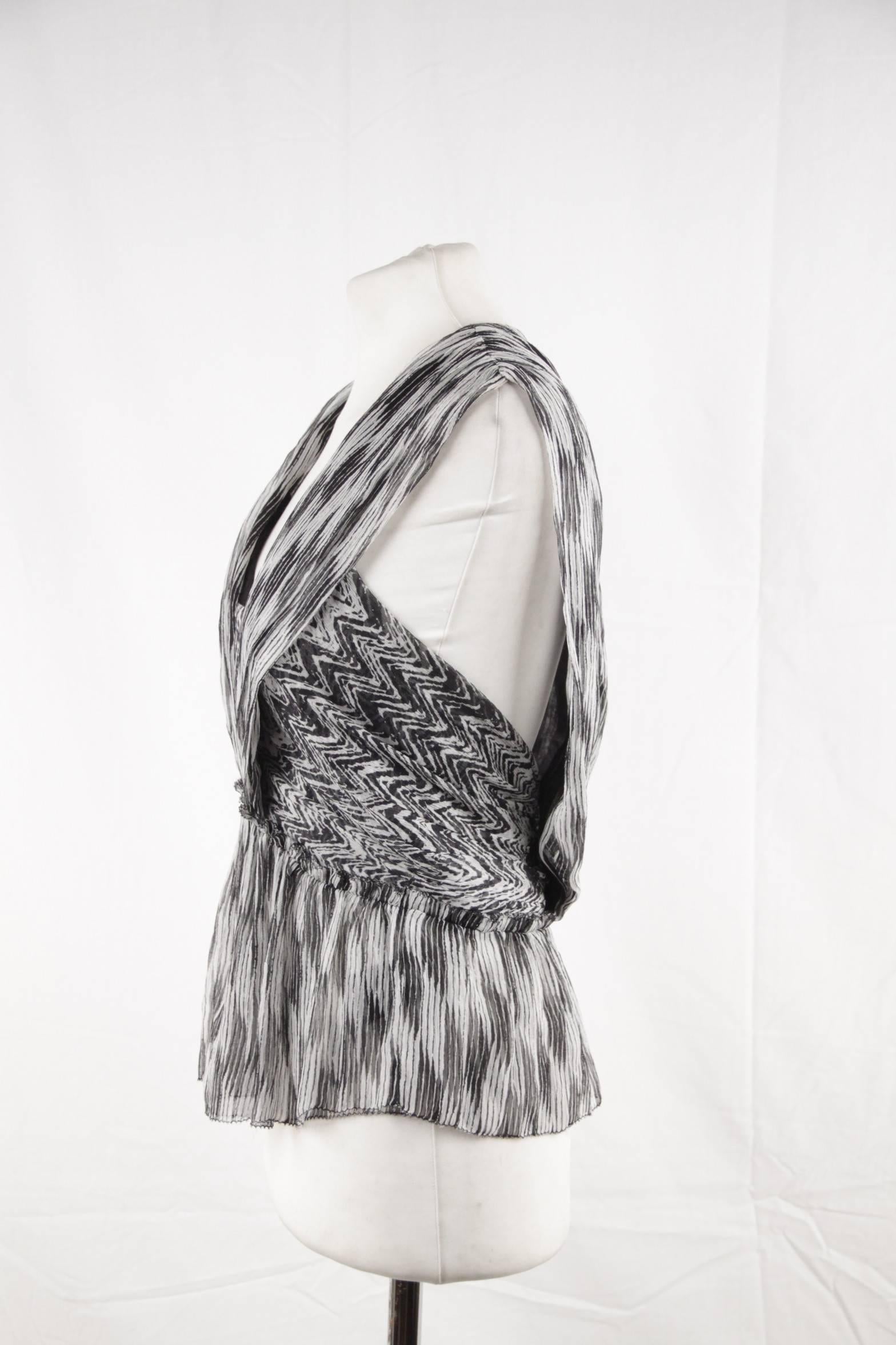 ISABEL MARANT Black & White Silk Chiffon MOODY TOP Sleeveless SIZE 36 In Good Condition In Rome, Rome