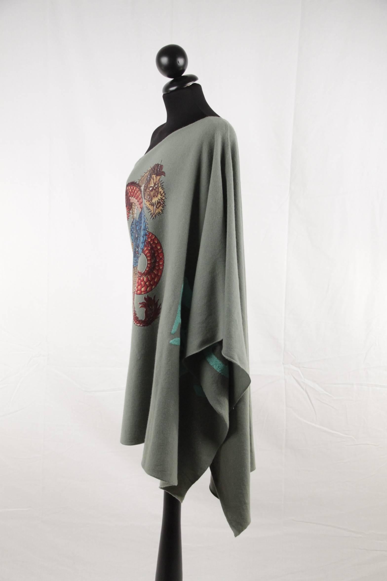 green cashmere poncho