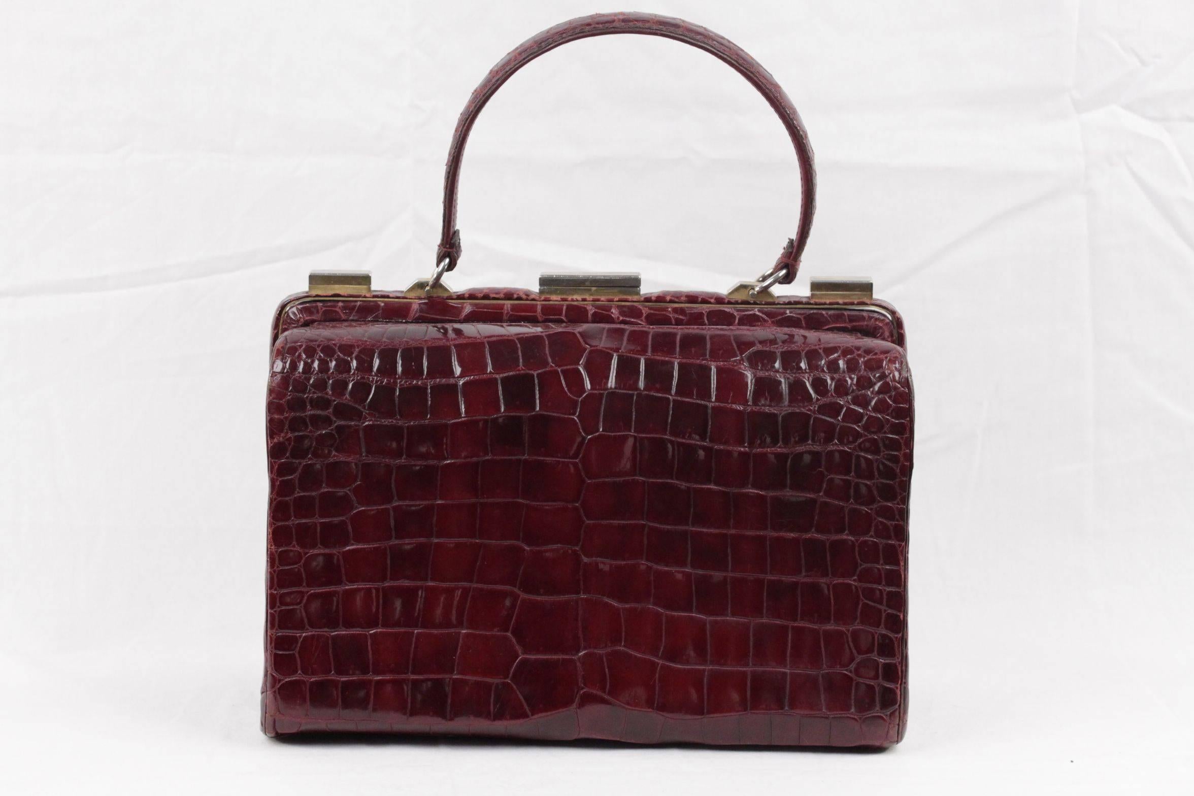 burgundy croc handbag
