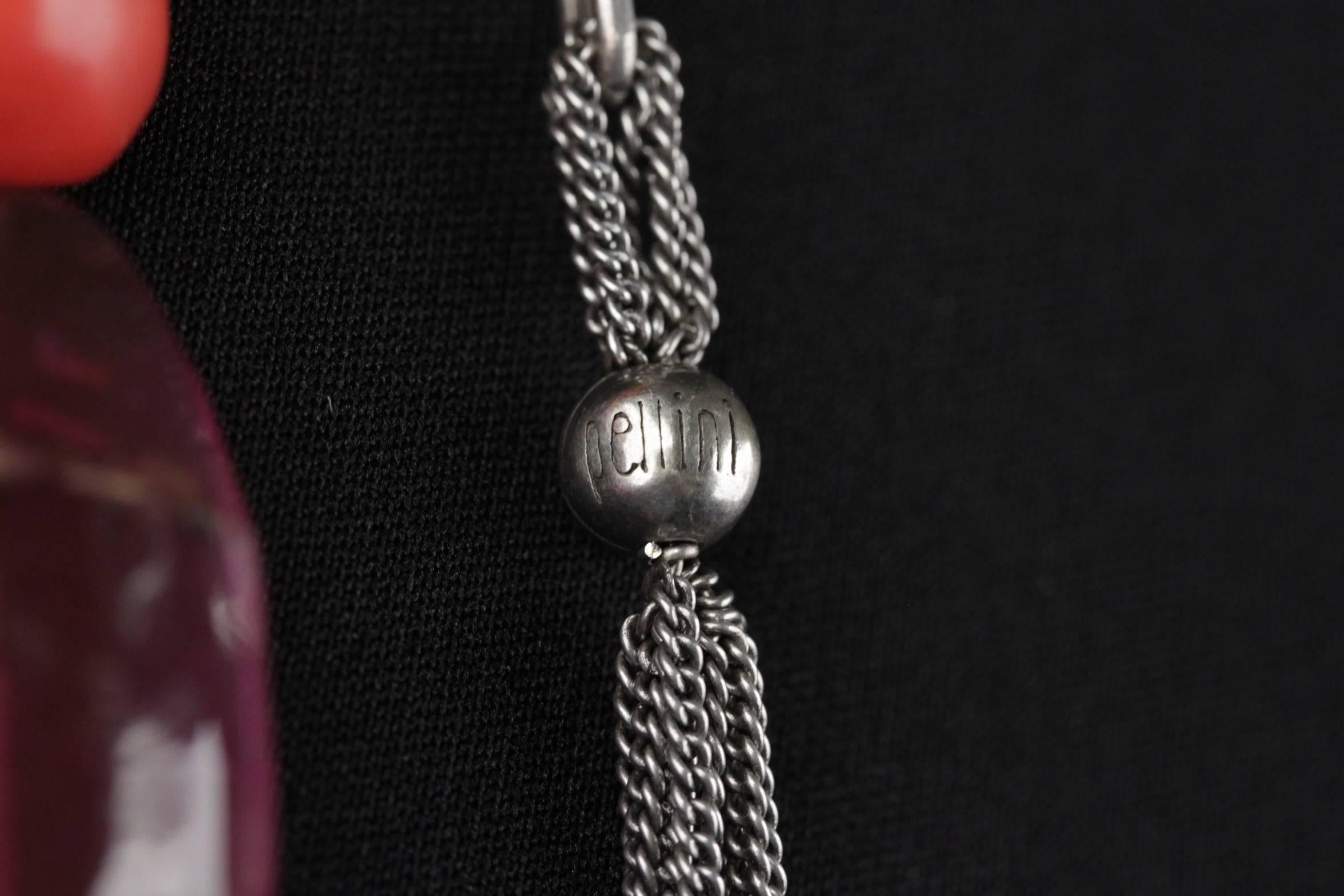 PELLINI MILANO Perles en résine rouge & Pierres naturelles LONG COLLIER DE PERLES 1