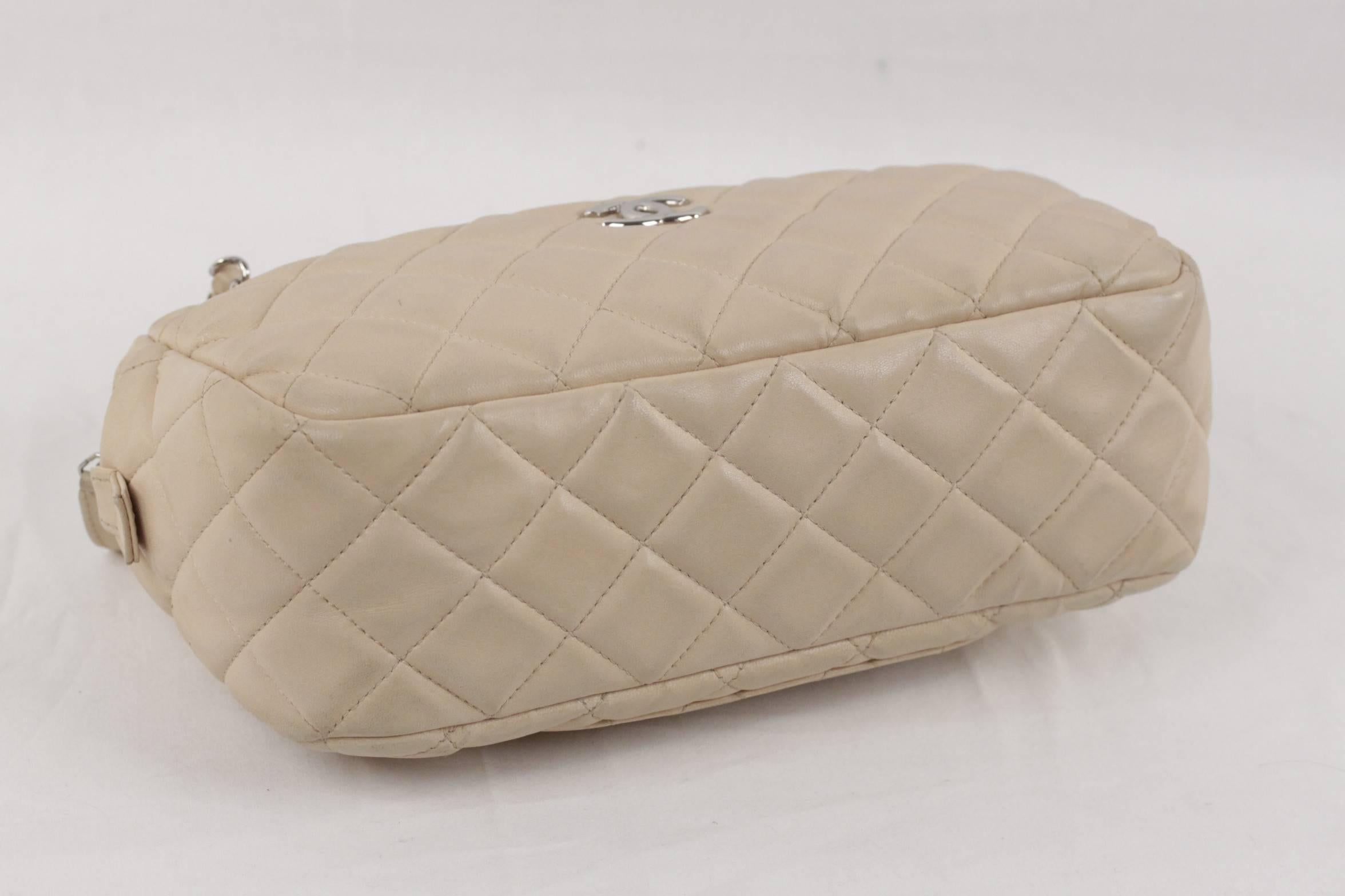 beige quilted bag