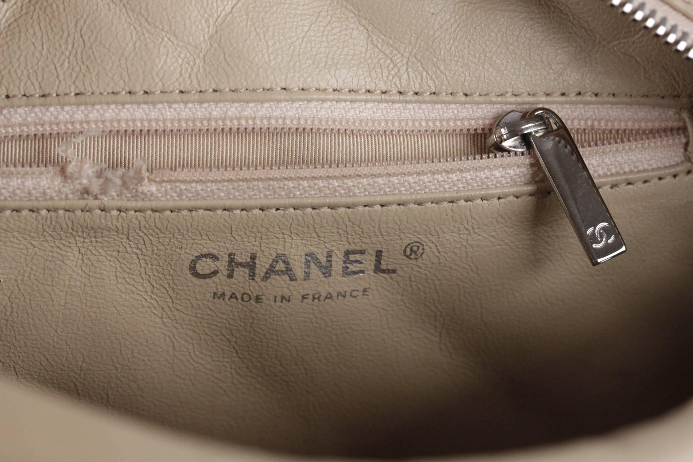 CHANEL Vintage Beige QUILTED Leather CAMERA BAG Shoulder Bag 1