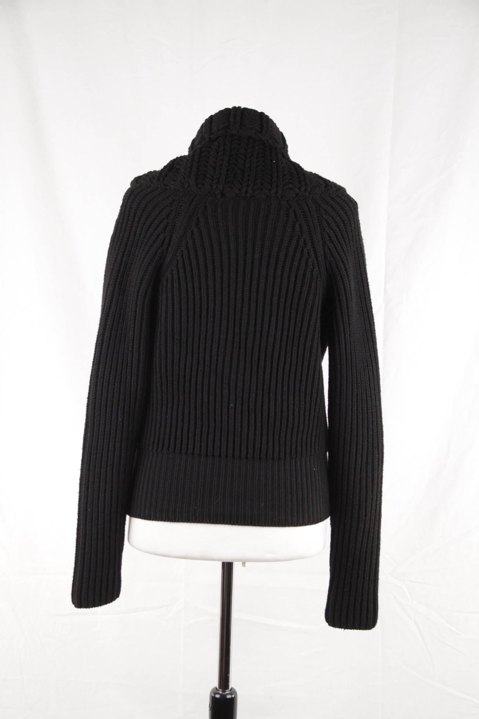 Gucci Vintage Black Virgin Wool Shawl Neck Sweater Jumper  In Good Condition In Rome, Rome