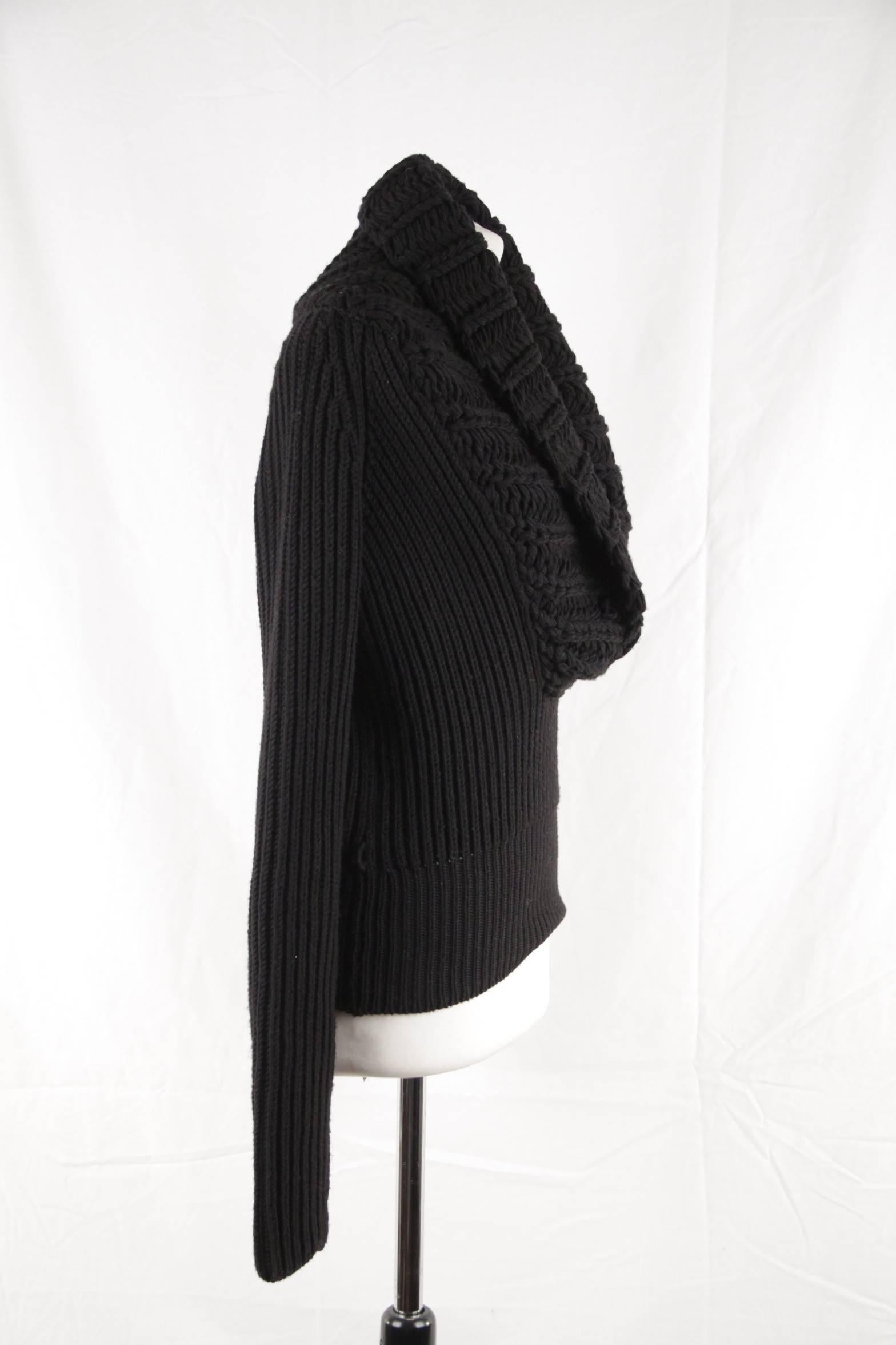 Women's Gucci Vintage Black Virgin Wool Shawl Neck Sweater Jumper 