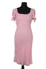 ERMANNO SCERVINO Authentic Pink Silk SHEATH Midi DRESS w/ Fur trim SZ 42 IT TV