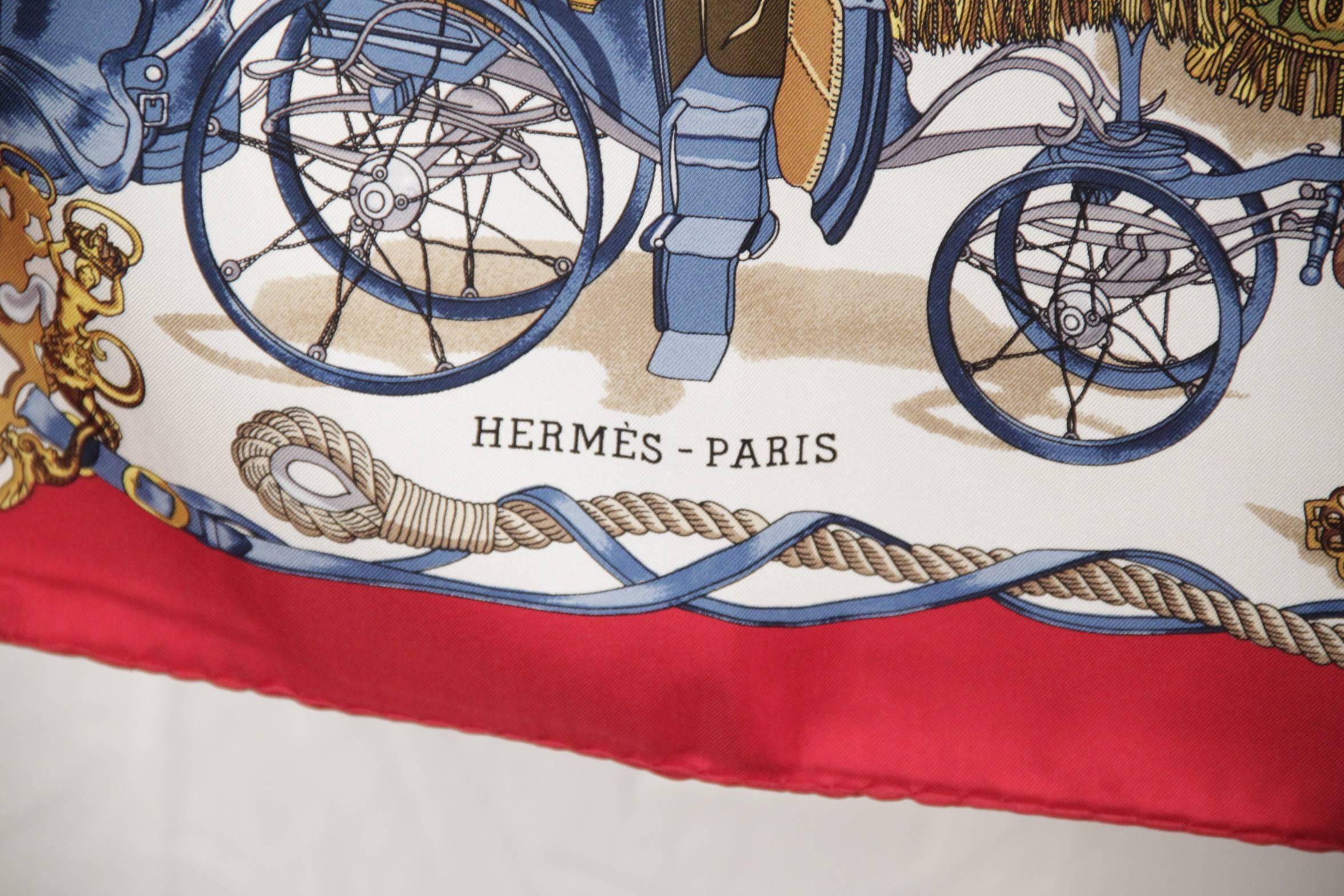 Beige HERMES PARIS Vintage Silk Scarf MUSEE 1962 Philippe Ledoux