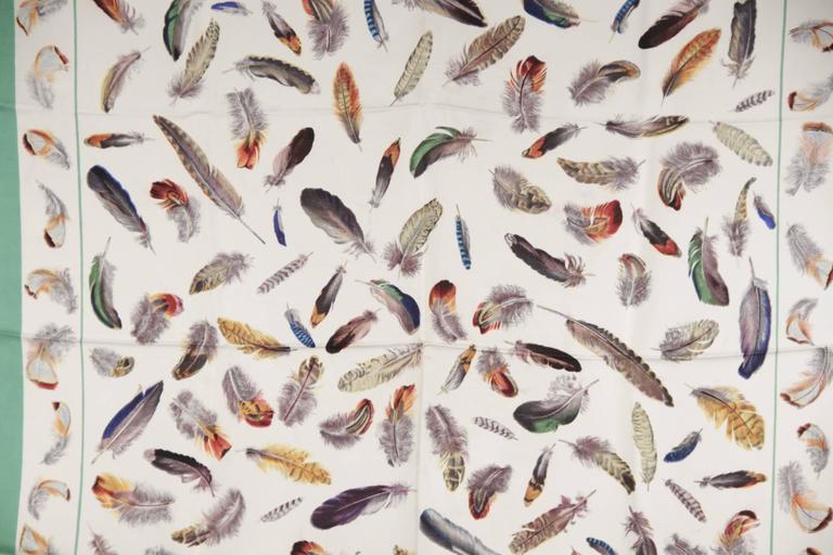 Foulard HERMÈS Vintage Soie Plumes 1953 - Très Bon État