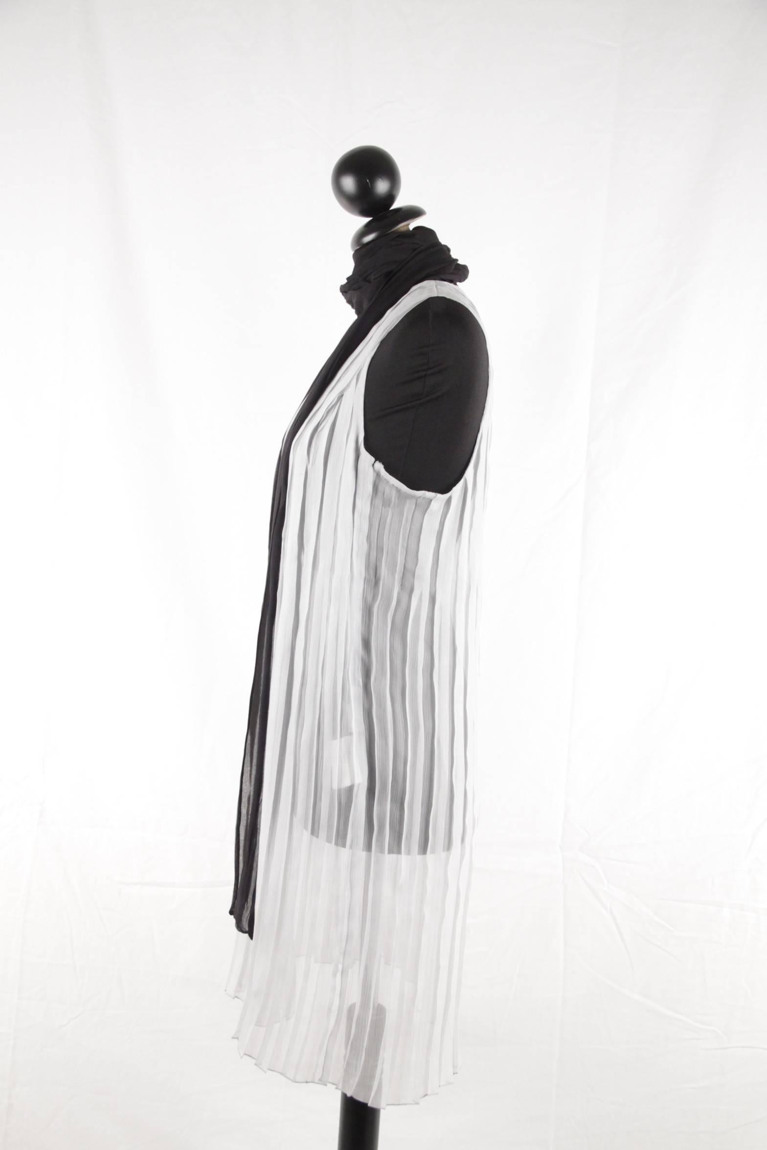 Gray Prada Silk Pleated Shift Dress with Contrasting Self Tie Scarf  