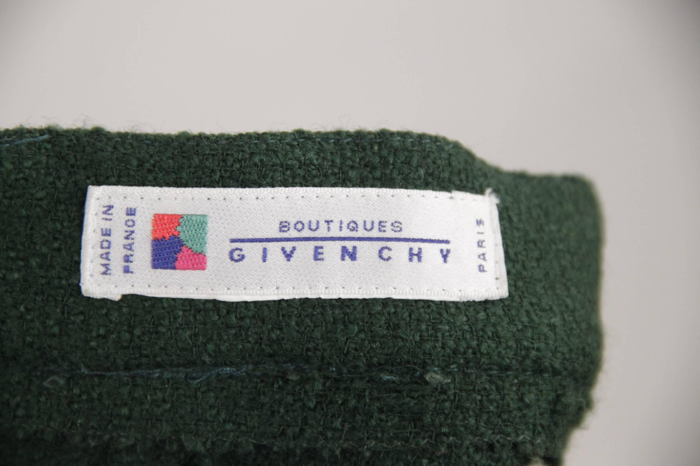 GIVENCHY BOUTIQUE Vintage Green Wool SUIT Blazer & Skirt SET 4