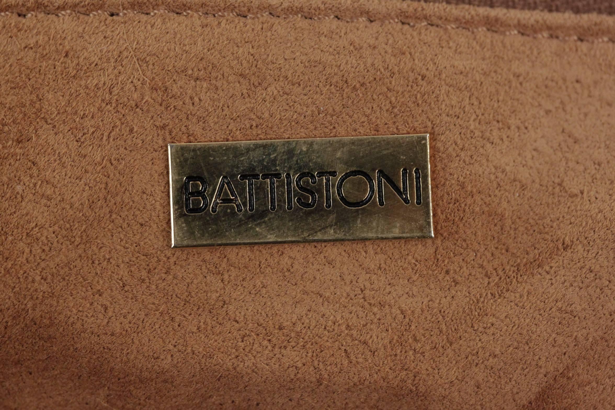 BATTISTONI Black Leather LARGE BRIEFCASE Handbag WORK Business BAG 2