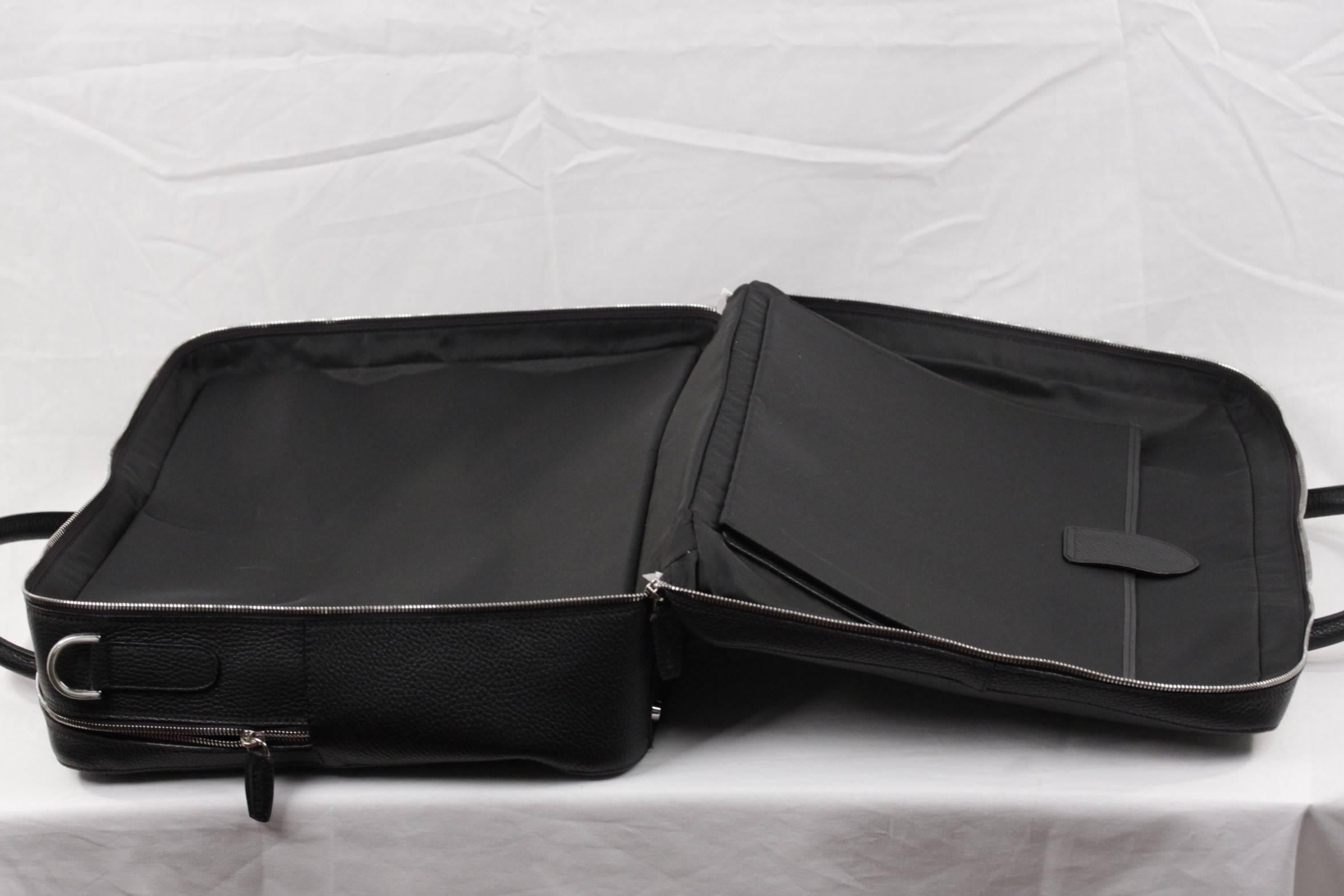 Men's BATTISTONI Black Leather LARGE BRIEFCASE Handbag WORK Business BAG w/ Strap