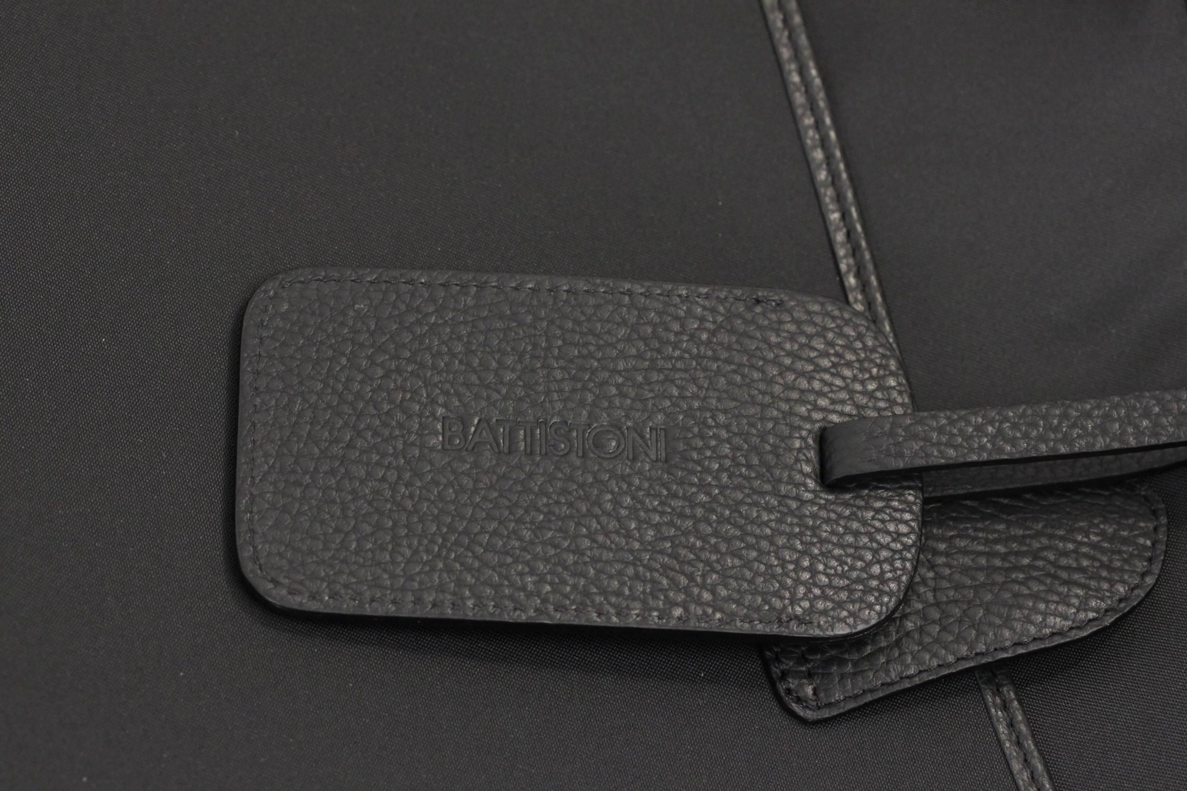BATTISTONI Black Leather LARGE BRIEFCASE Handbag WORK Business BAG w/ Strap 1