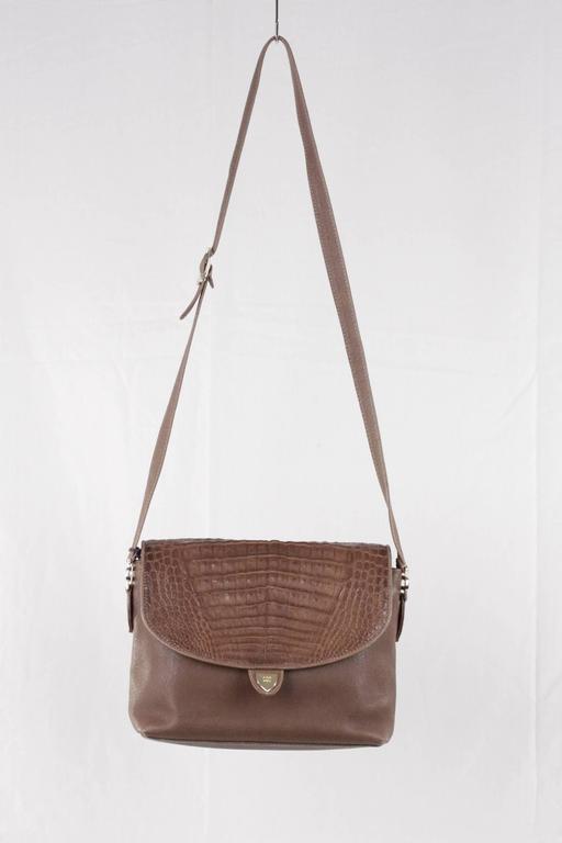 GUCCI Vintage Brown Embossed CROC LOOK Flap SHOULDER BAG Messenger at ...