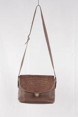 GUCCI Vintage Brown Embossed CROC LOOK Flap SHOULDER BAG Messenger