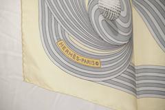 HERMES PARIS Vintage Yellow Silk Scarf ROULIS 1951 Bouard GOLF BALLS