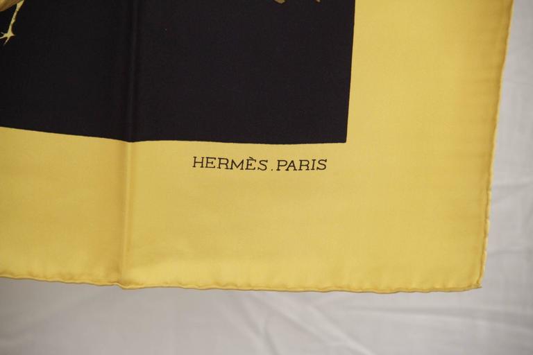 HERMES PARIS Vintage Silk Scarf JEUNES COQS Madame La Torre 1966 Yellow ...