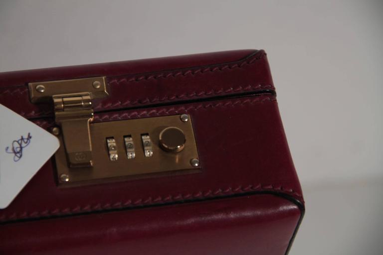 GUCCI VINTAGE Burgundy Leather HARD SIDE BRIEFCASE Work Bag HANDBAG at