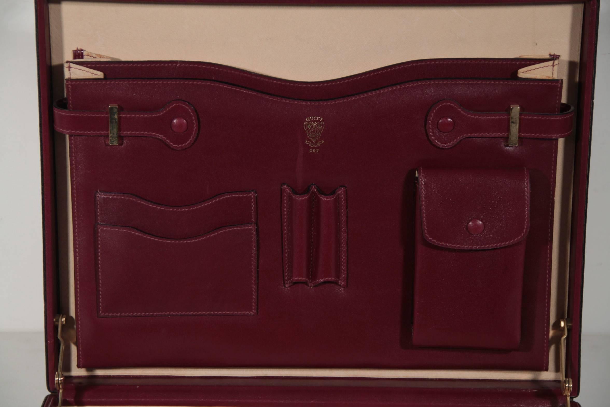 GUCCI VINTAGE Burgundy Leather HARD SIDE BRIEFCASE Work Bag HANDBAG 1