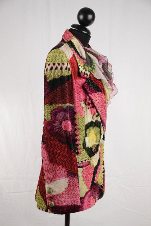 LAURA BIAGIOTTI Vintage Multicolor Velvet BLAZER and Silk SHIRT Co-Ord ...