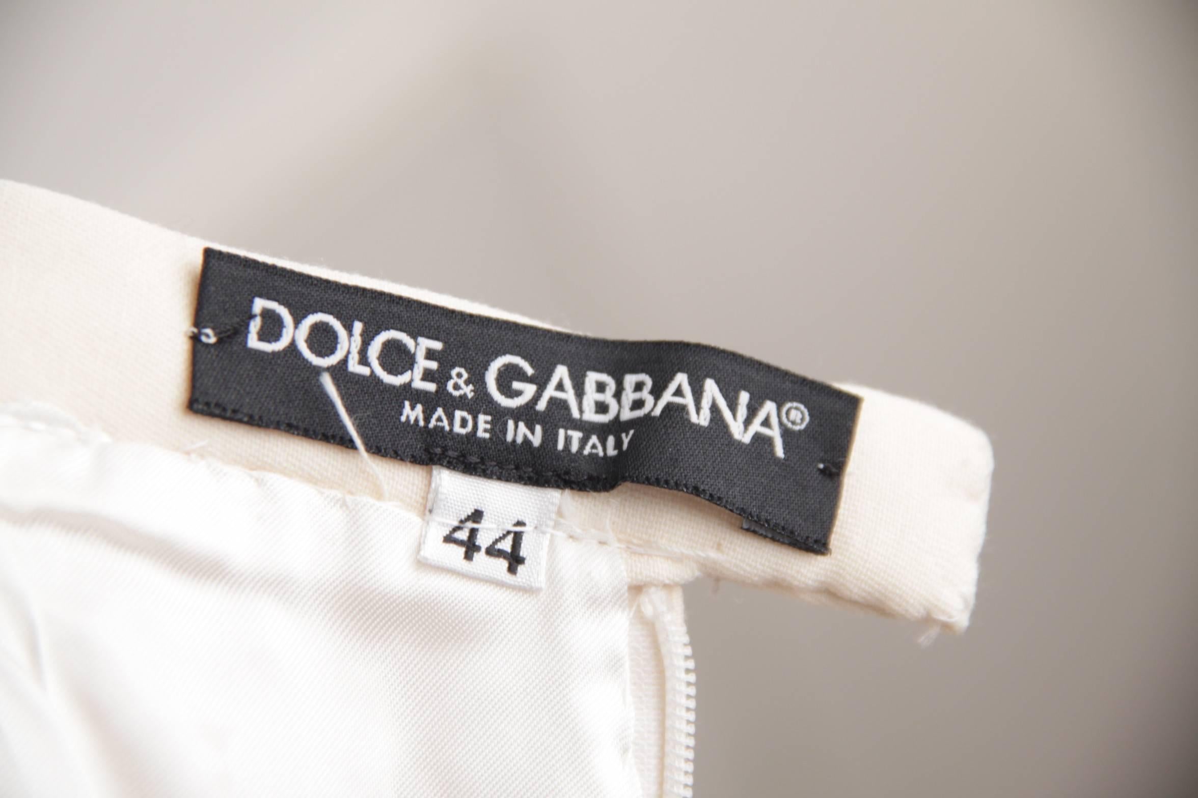 DOLCE & GABBANA White Virgin Wool SUIT Blazer & Skirt Set SIZE 44 IT  6
