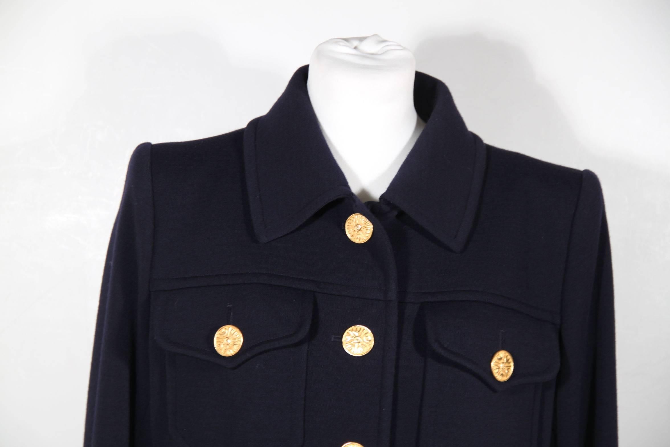 Black  YVES SAINT LAURENT VINTAGE Navy Blue SUIT Blazer & Skirt SET