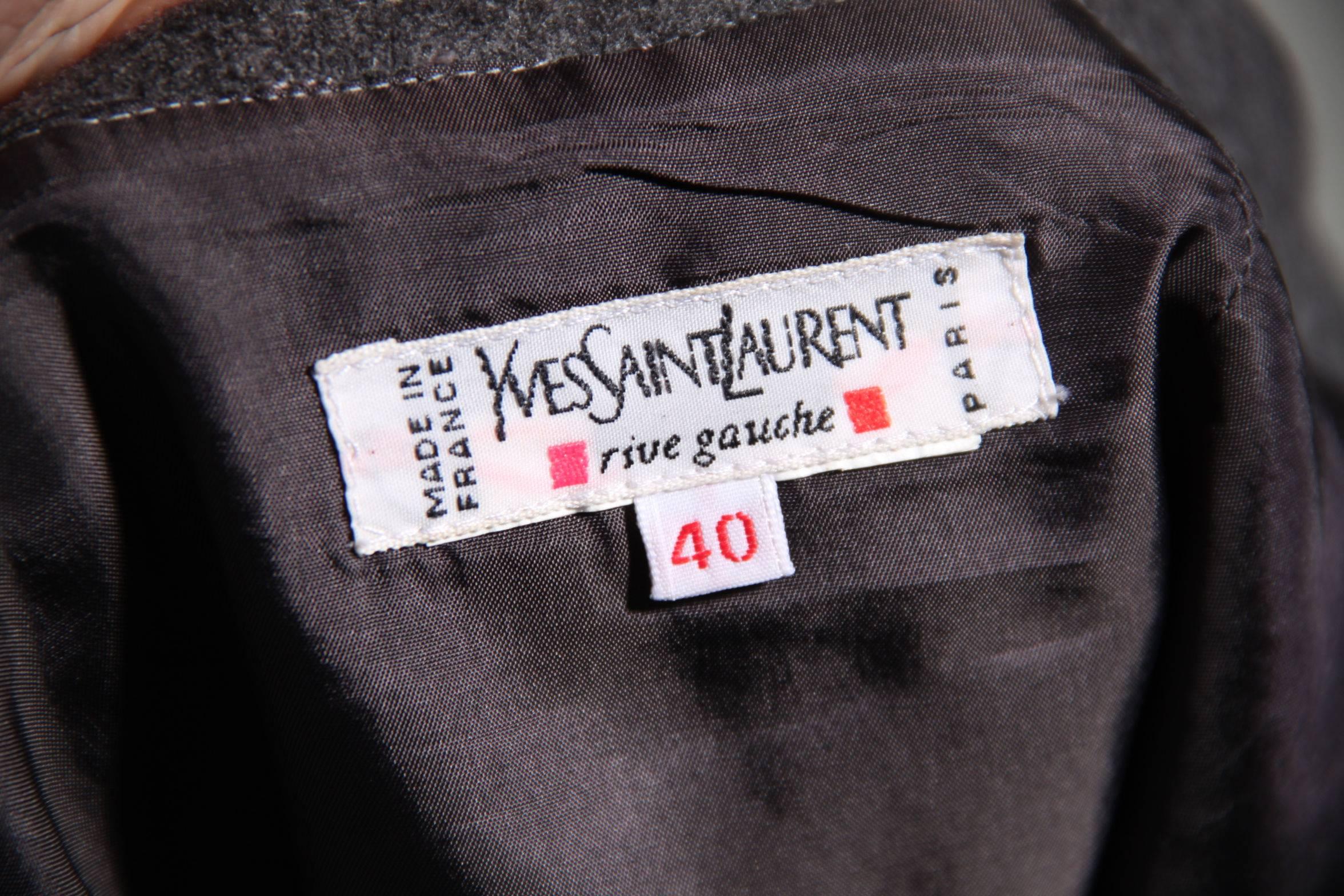 YVES SAINT LAURENT VINTAGE Gray SUIT Blazer & Skirt SET Sz 40 FR 4