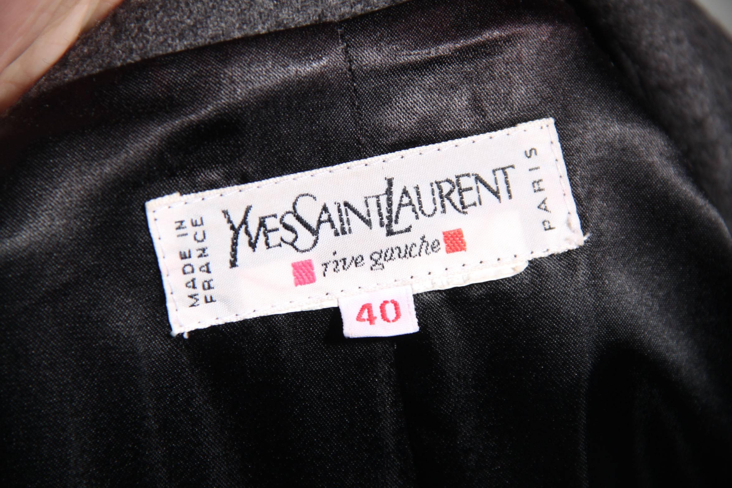 YVES SAINT LAURENT VINTAGE Gray SUIT Blazer & Skirt SET Sz 40 FR 6