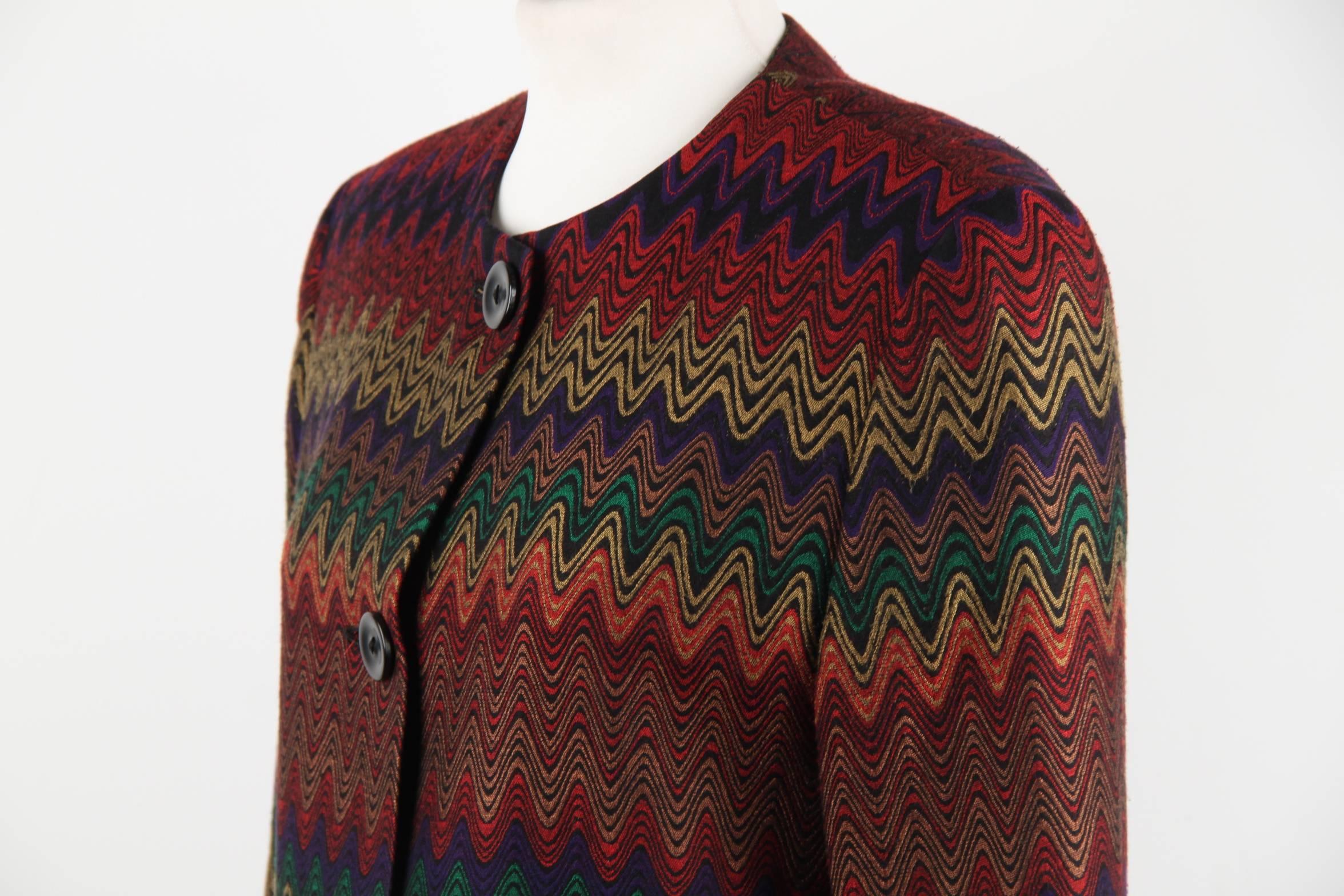  MISSONI Italian VINTAGE Multicolor COLLARLESS BLAZER Jacket SIZE 40 IT  In Good Condition In Rome, Rome