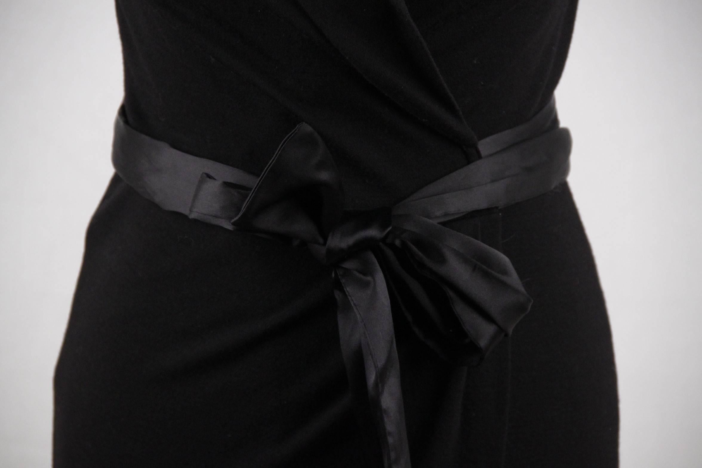 sleeveless black wrap dress