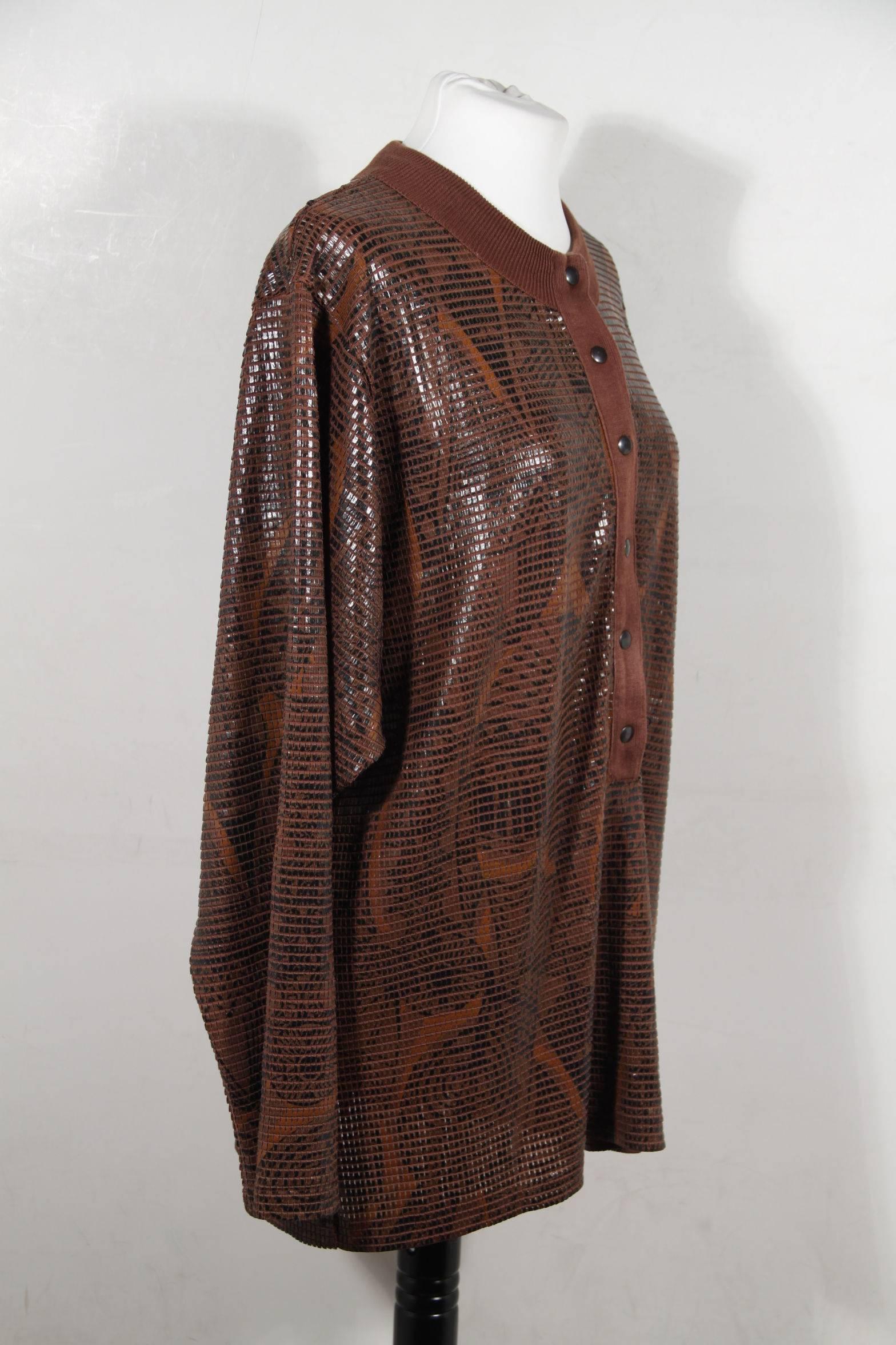 Women's  EMILIO PUCCI MURATORI Authentic VINTAGE Brown LONG SLEEVE BLOUSE sz 46