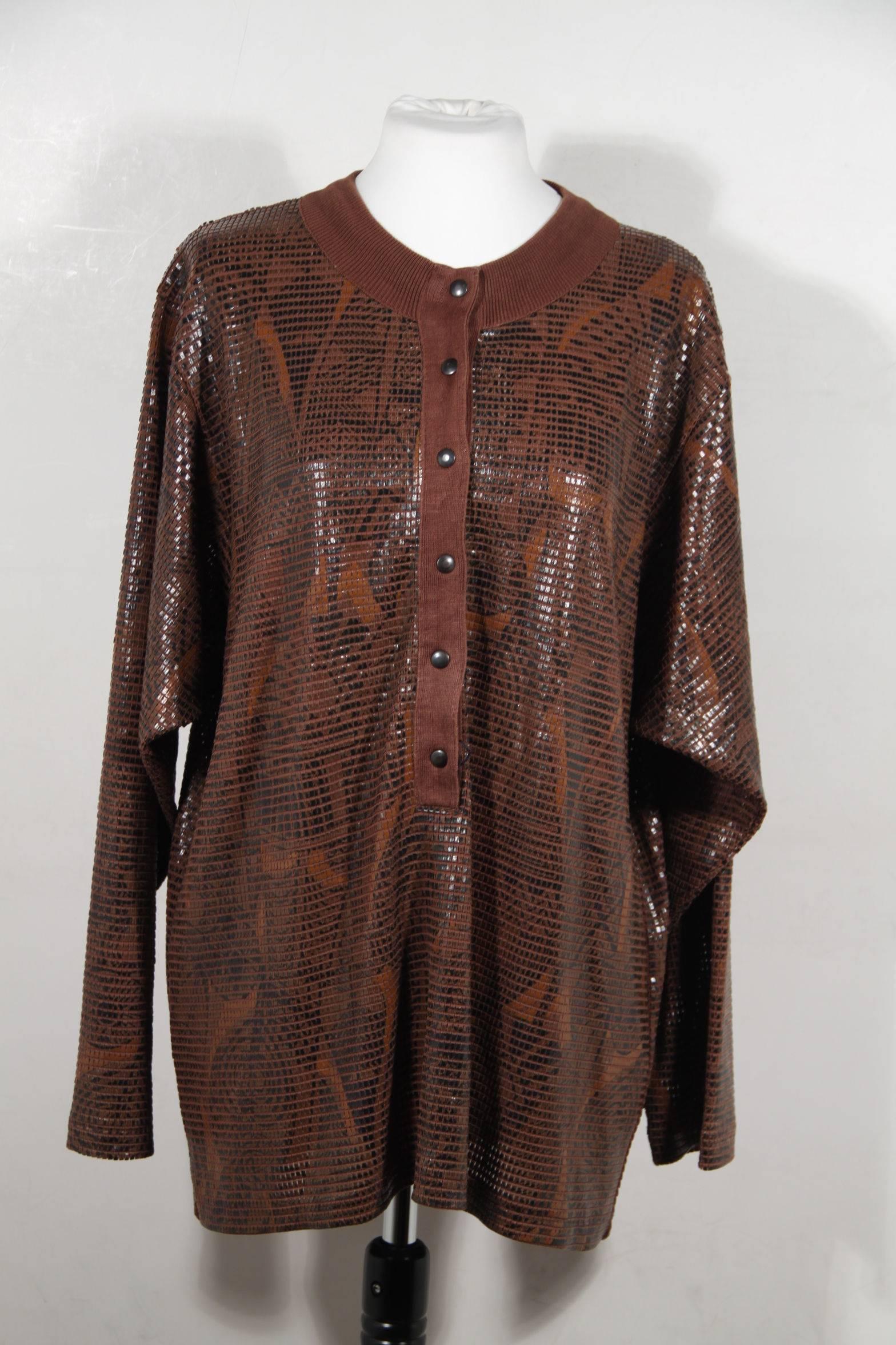  EMILIO PUCCI MURATORI Authentic VINTAGE Brown LONG SLEEVE BLOUSE sz 46 In Excellent Condition In Rome, Rome