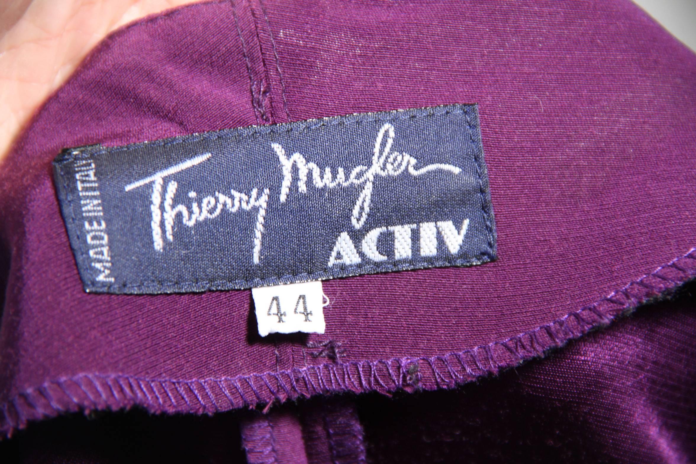 THIERRY MUGLER ACTIVE VINTAGE Purple Wool Blend WRAP DRESS Sz 44 2