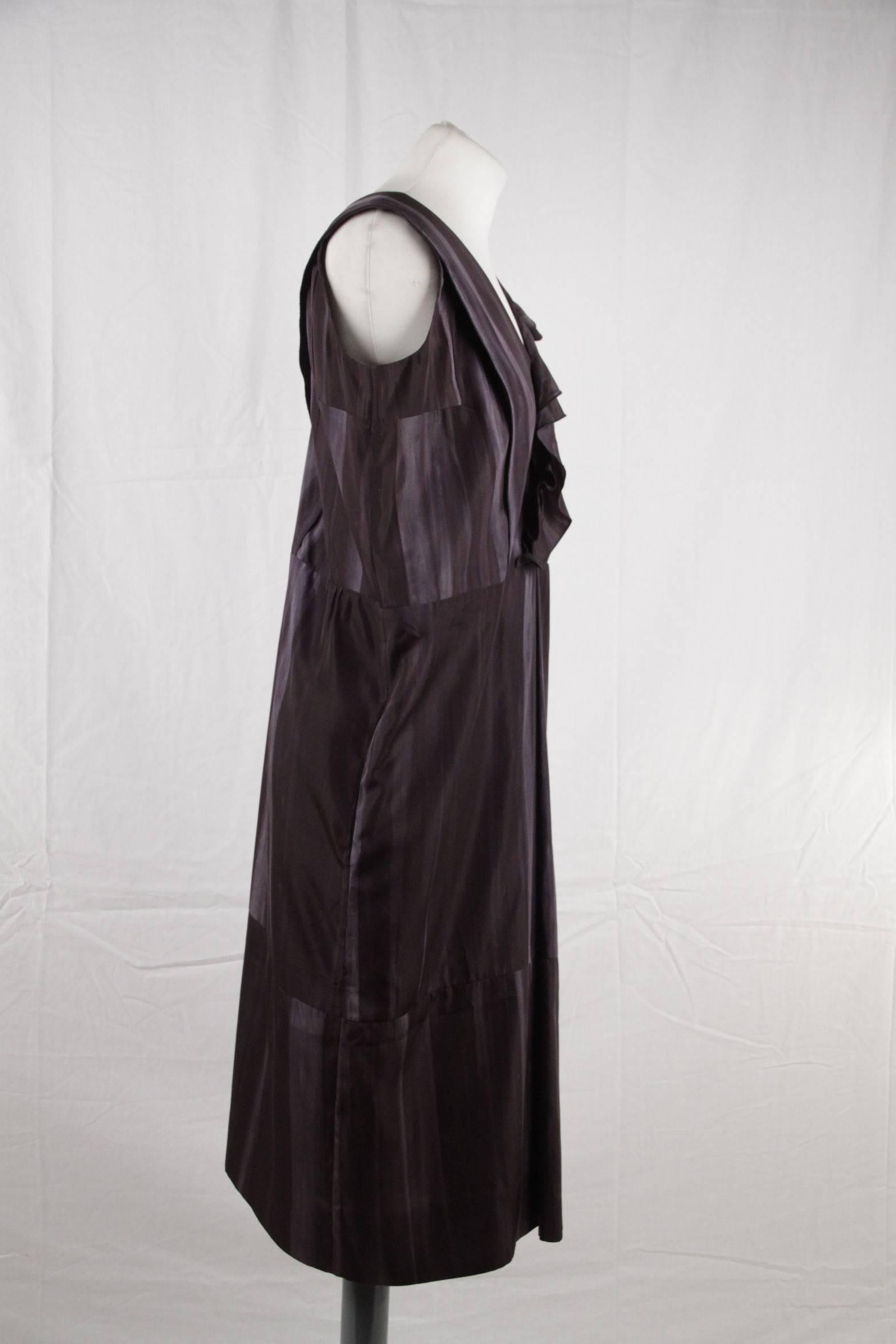 Black  MARNI Silky Dye Pattern SLEEVELESS DRESS w/ FRILLS SIZE 40
