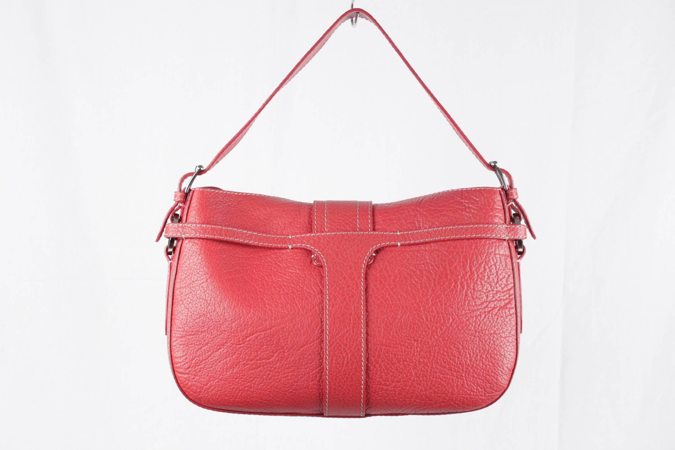 VALENTINO GARAVANI Red Leather SHOULDER BAG Handbag w/ FRONT POCKETS 2